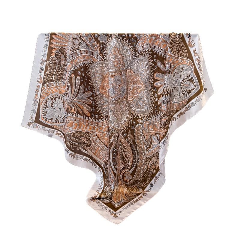 Европейская и американская ретро мода атлас имитация шелка принт большой квадратный платок шелковый платок шаль головной платок платок для защиты шеи шарф шарф