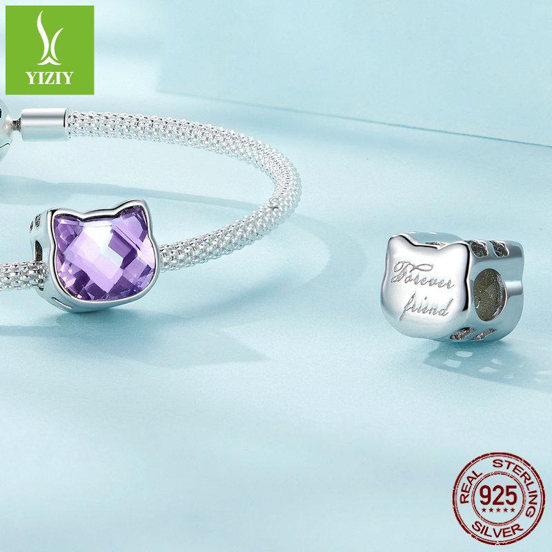 Серебряные бусины Ziyun «Цветной кот» из серебра 925 пробы – Милые питомцы, бусины для браслета «Сделай сам» SCC2469