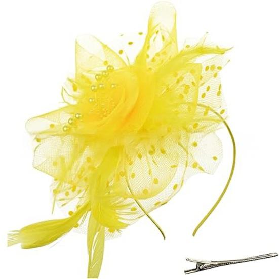 Girls Hoop Bridal Elastic Design Feather Hair Floral Hairpin Flower Headdress