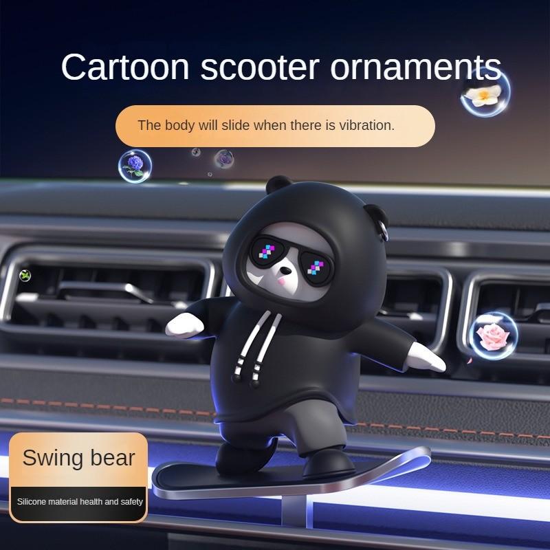 Приборная панель автомобиля украшения скейтборд медведь раздвижной медведь движущийся медведь креативный автомобиль мультяшное украшение интерьера