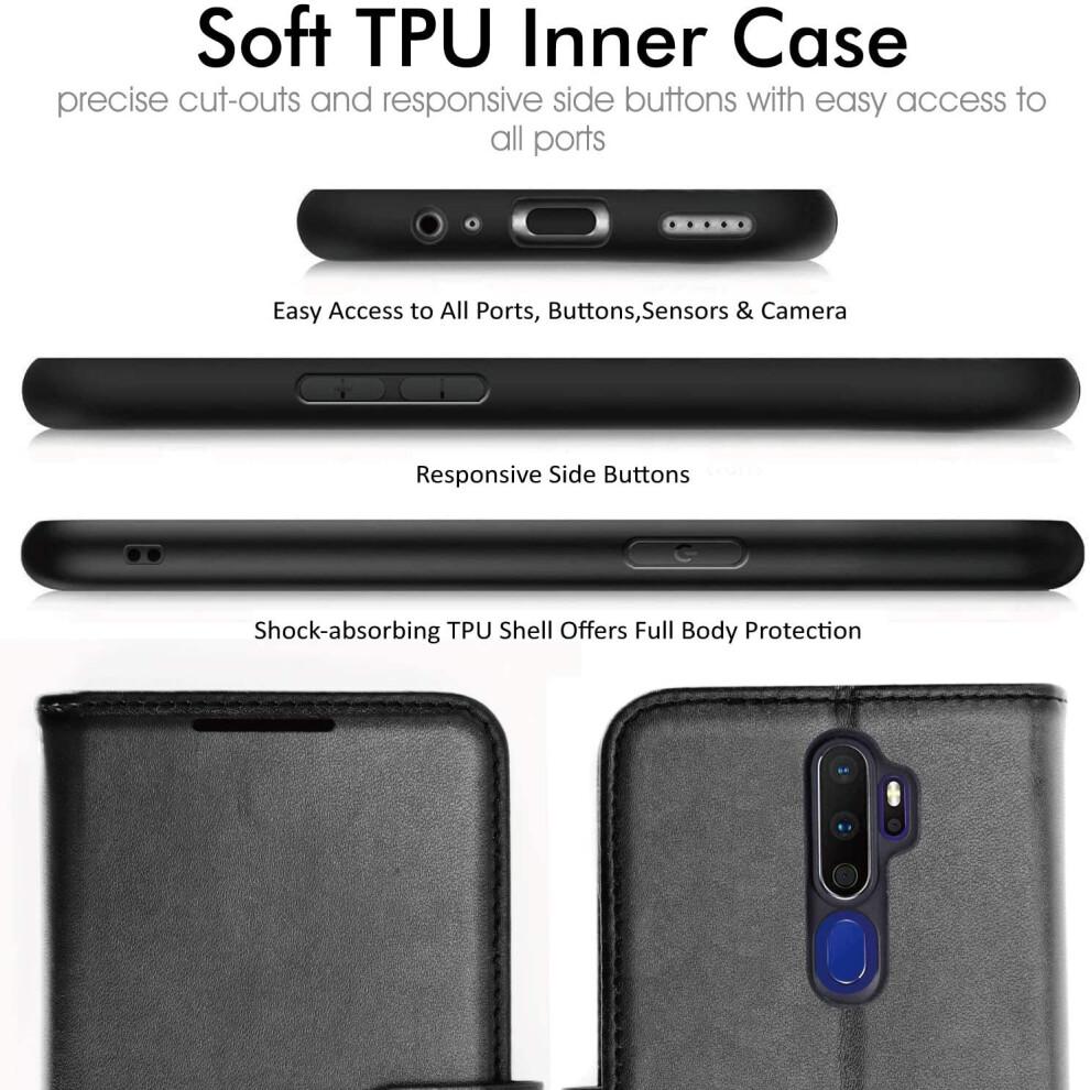 Leather Wallet Case for Oppo A9 2020 / A5 2020, Flip Protective Case Cover with Wallet Card Holder