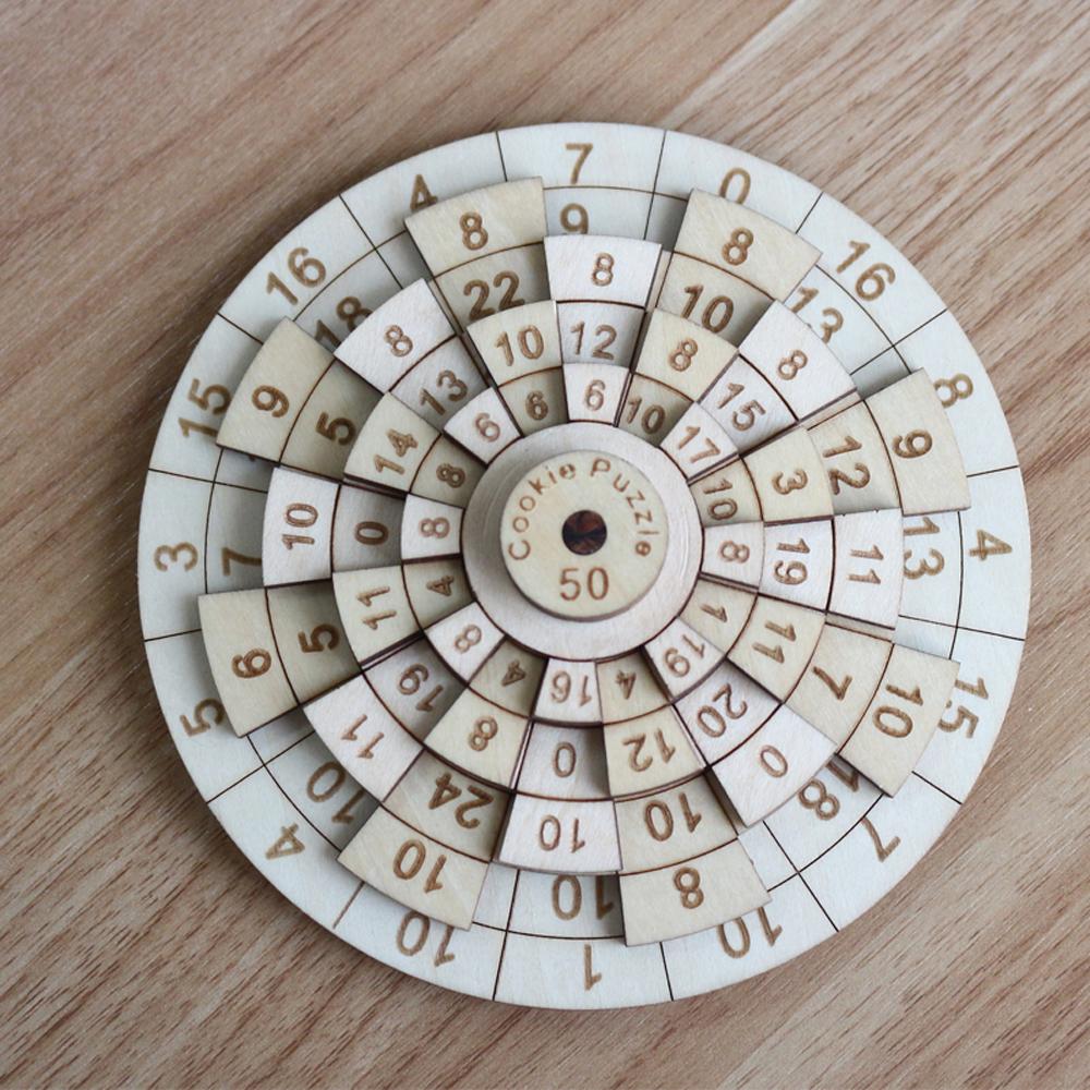 Wooden Jigsaw Puzzle Toys Difficult Math Brain Teaser Digital Turntable Birthday Gift for Adult and Kids