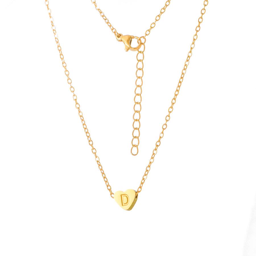 Ожерелье с подвеской в форме сердца в европейском и американском стиле из титановой стали с золотыми буквами AZ