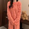 Fashion Coral Velvet Jacquard Pajama Set - Thick, Cozy, Unisex Autumn/Winter Suit