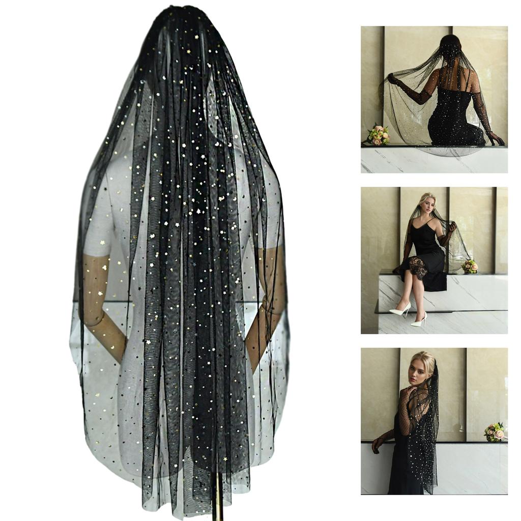 Bridal Veil Bride Simple Tulle with Sequins Moon Star Bachelorette Party Hen Party Bride's Veil Hen Party Head Scarf