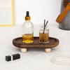 Wooden Riser Tray Multi-functional Round Oval Decorative Tray Pedestal Stand Bathroom Counter Jewelry Organizer Tray Decor