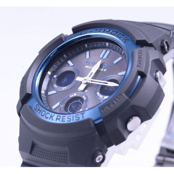 Casio Мужские часы G-SHOCK AWG-M100BC-2AJF [G-SHOCK BLACK/BLUE] круглые черные нержавеющие цифровые аналоговые