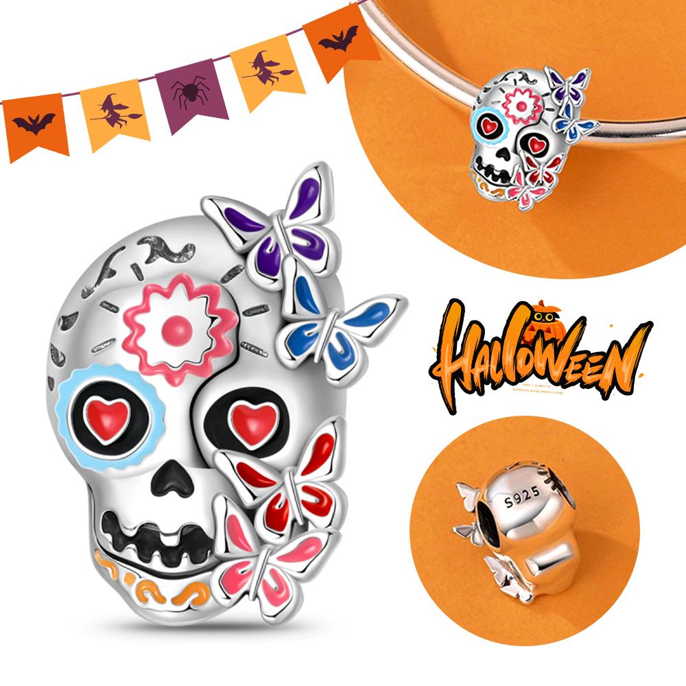 Хэллоуин Вечеринка Медный Светящийся Скелет Гроб Подвеска Бусины Подходят Браслет-шарм Для Изготовления Ювелирных Изделий Женские Подарки