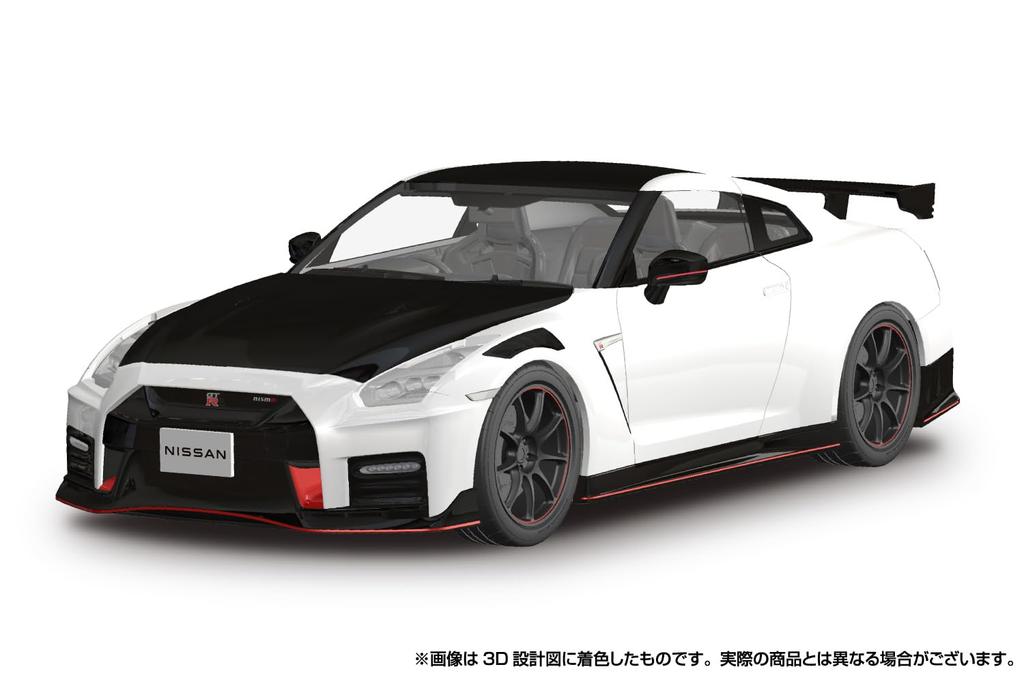 Aoshima Bunka Kyozai Rakupla Snap Car Series R35 NISSAN NISMO Special Edition 2022 Brilliant White Pearl Plastic Model 1/24 No.02-BW GT-R Pre-colored