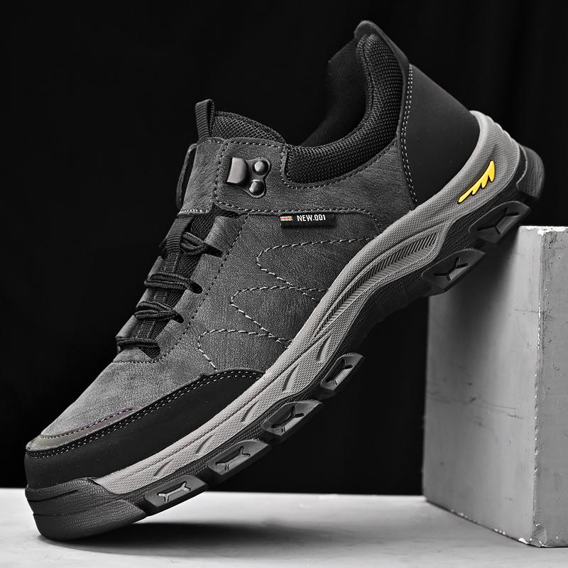 Autumn Men Outdoor Mountaineering Anti Slip Fashion Hiking Platform Wear-resistant Leather Casual Work Shoes Zapatillas Hombre