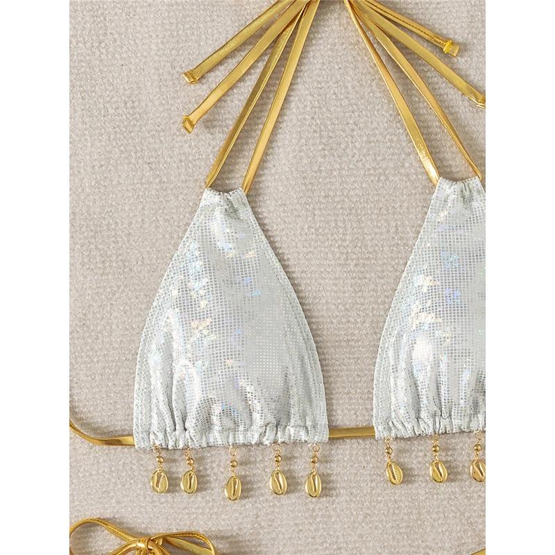 Новый блестящий купальник бикини халтер с высоким вырезом для ног Женский купальник Женский купальник Раздельный купальник Купальный костюм для плавания K5823