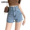 Эластичные джинсовые шорты для похудения на пуговицах, женские прямые шорты с широкими штанинами и ультра высокой талией на животе