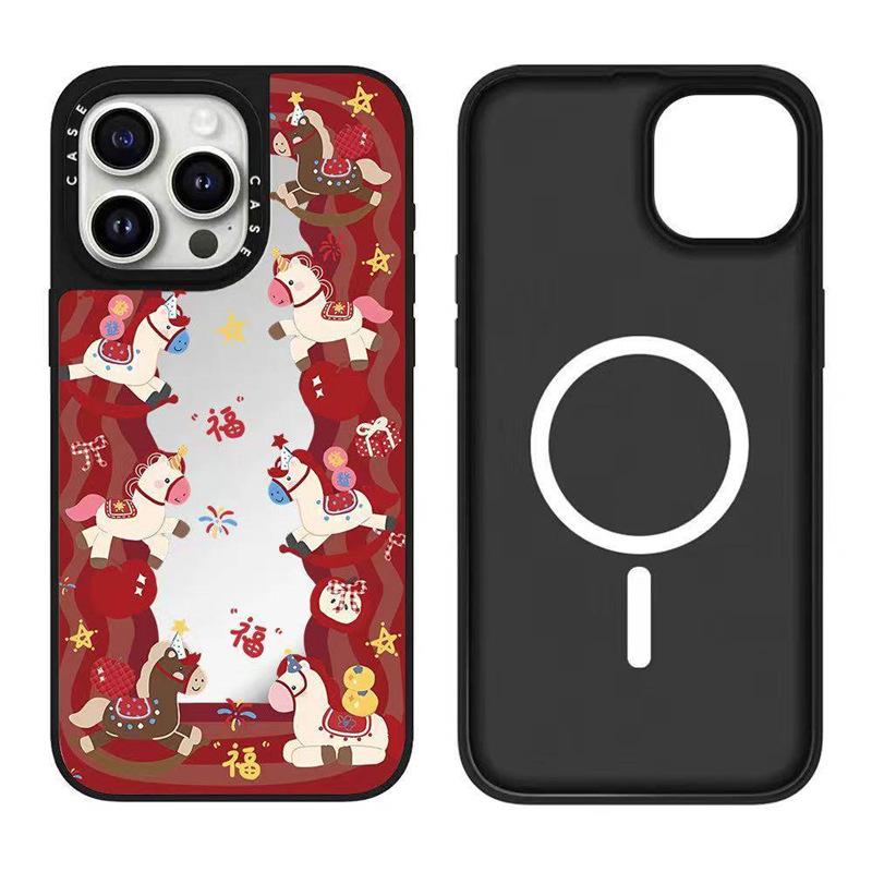 Чехол на телефон «Красный конь» на Новый год для iPhone 17 Pro Max/16 Pro Max/15 Pro