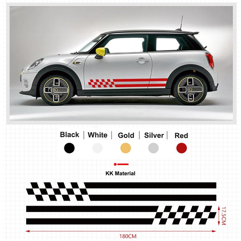 2Pcs Car Side Door Body Waist Skirt Decal Stickers Trim For MINI Cooper ClubmanF54 F55 F60 R55 R56 R60 Countryman Accessories