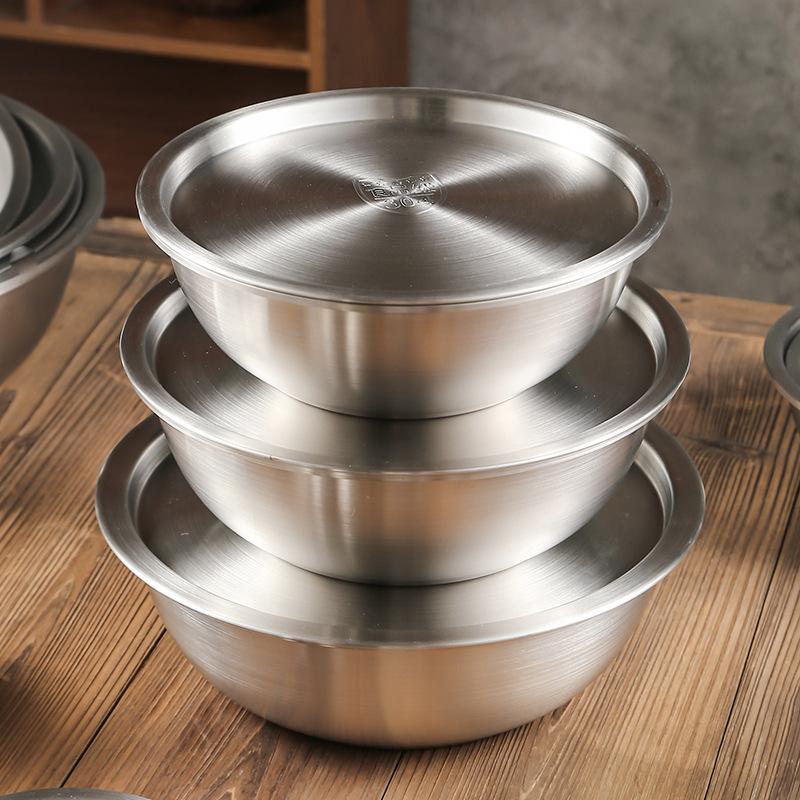 304 Нержавеющая сталь Овощечистка Миски для смешивания яиц и муки Фруктовый салатник Столовая посуда Кухонная миска для супа Контейнер для еды