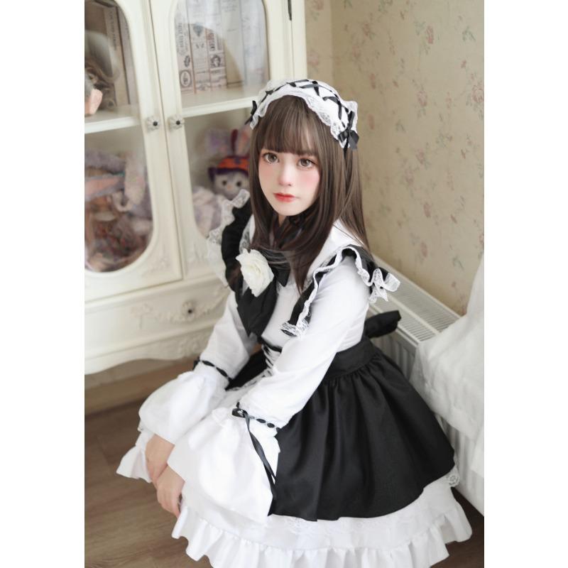 S-5XL Cute Japanese Style Lolita Maid Black and White Girl Dress Lolita Women's Suit