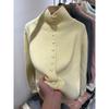 Single-breasted Semi-turtleneck Knitted Sweater for Women's Autumn and Winter New Soft Waxy Long-sleeved Age-reducing Inner Top