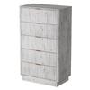 Stylish Fluted 5 Drawer Dresser, 45in Modern Chest With Metal Handle, Curved Wood Storage Organizer For Bedroom Living Room Hall