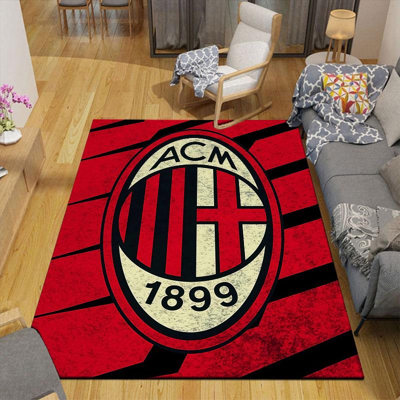 Black ACM Flannel Printed Carpet, Home Sofa Decoration for Living Room & Bedroom, Non‑Slip Play Flannel Floor Mat for Game Room