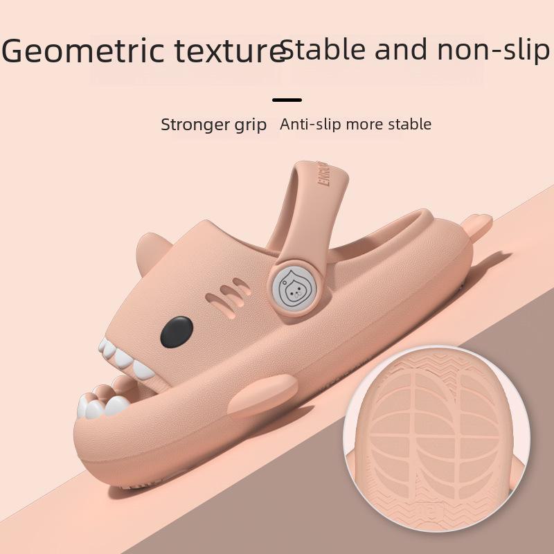 Нескользящие летние сандалии с рисунком акулы для детей - милые тапочки с защитой от столкновений для мальчиков и девочек