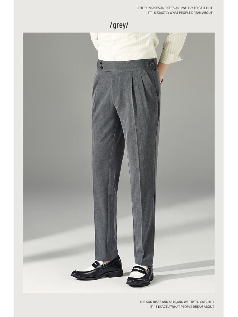 Мужские модные брюки-платья с регулируемой пряжкой «Париж», с высокой посадкой, не требующие глажки, прямого кроя