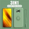 Чехол-держатель с кольцом из жидкого силикона для Xiaomi Poco F4 C40 M4 5G X3 X4 Pro X3 NFC F3 F4 GT M3 M4 Pro Магнитная подставка Чехол для телефона