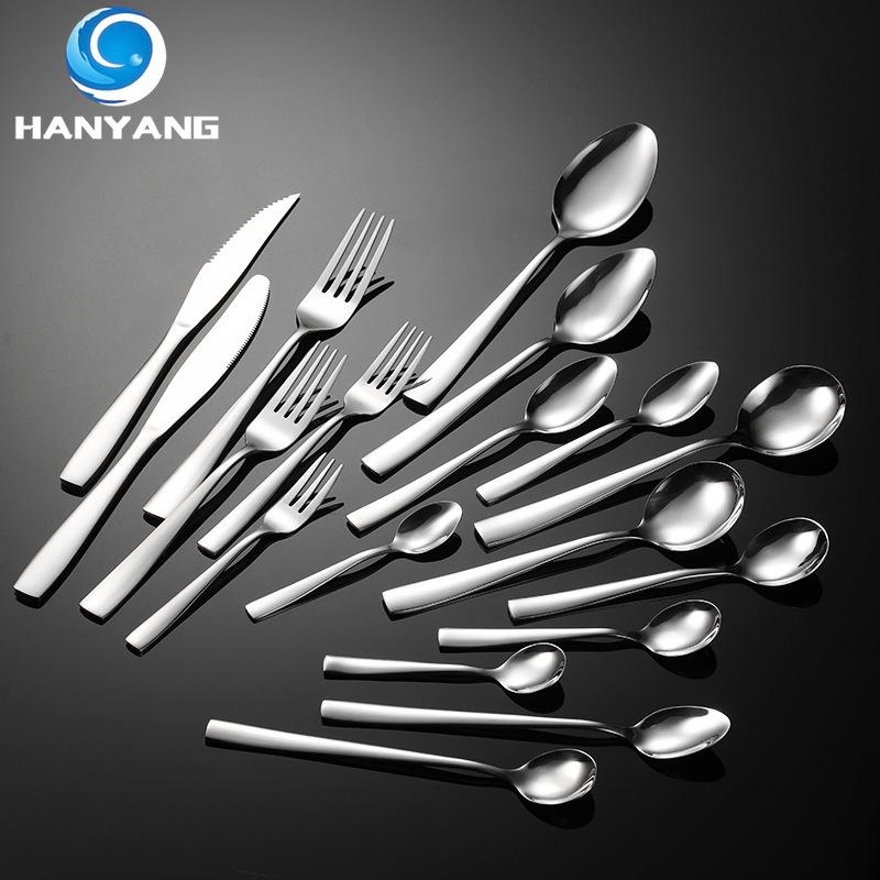 HANYANG Столовые приборы с квадратной ручкой из нержавеющей стали, ножи, вилки и ложки в западном стиле, многофункциональный нож для полировки стейка с тканевым кругом