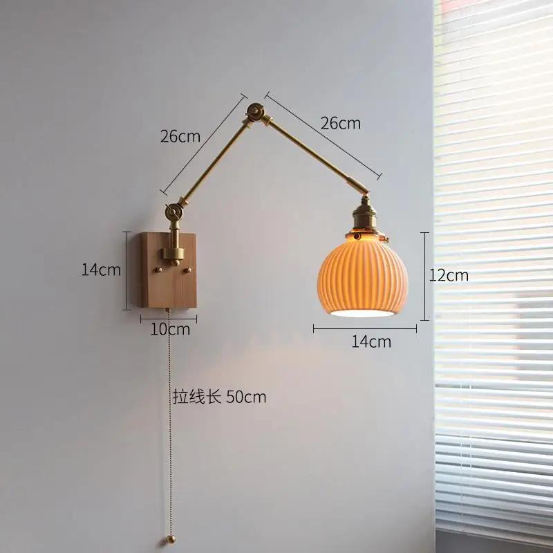 2025 New Ceramic Copper LED Wall Lamp Beside Left And Right Rotate Up And Down Swing Long Arm Wall Light Wandlamp Lighting
