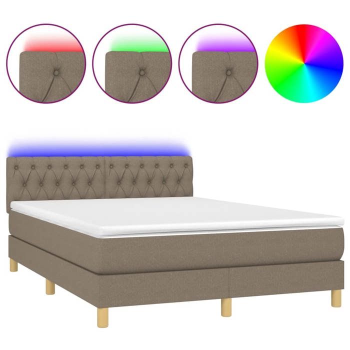 Maison Exclusive - Sommier à lattes de lit avec matelas LED Taupe 140x190 cm Tissu