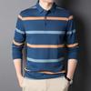 Весна и осень Новая мода повседневная футболка полосатая рубашка поло с длинным рукавом и лацканами нижняя рубашка футболка