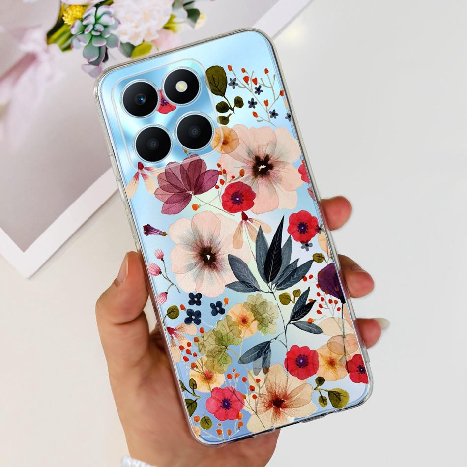 For Honor X6a Phone Case HonorX6a X 6A 4G WDY-LX1 Cute Butterfly Flower Painted Soft Silicone TPU Back Cover Bumper