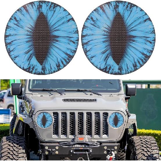 Beast Eyes Headlight Decals, 3D Round Stickers And Decals For Jeep Wrangler, Stereo Eyes Headlight Decal Stickers(Blue)