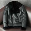 Genuine Lambswool Leather Jacket Men Winter Thickened Slim Fit Biker Fashion Fur Coat Korean Style