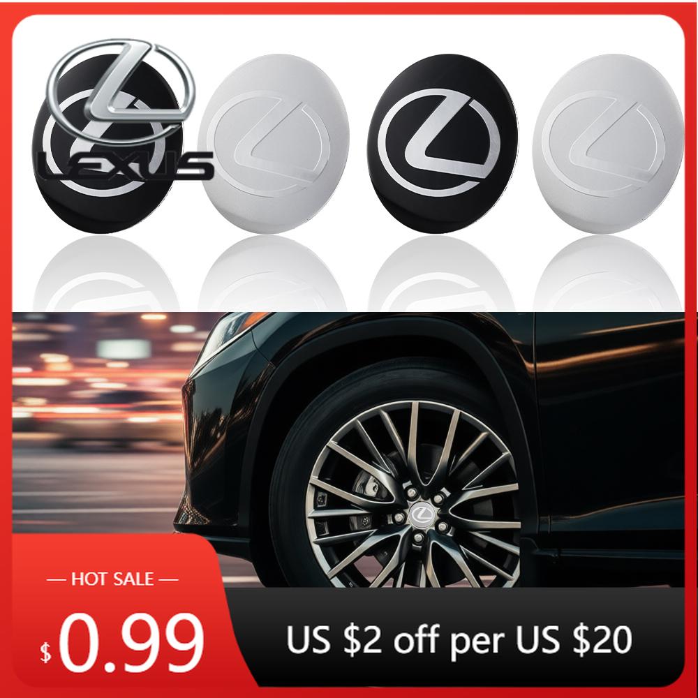 BJYL6 Interior Stickers 56/60MM 4Pcs Car Wheel Center Hub Caps Logo Cover Emblem Stickers For Lexus GC UX NX LX RX GX CT200h F Sport E