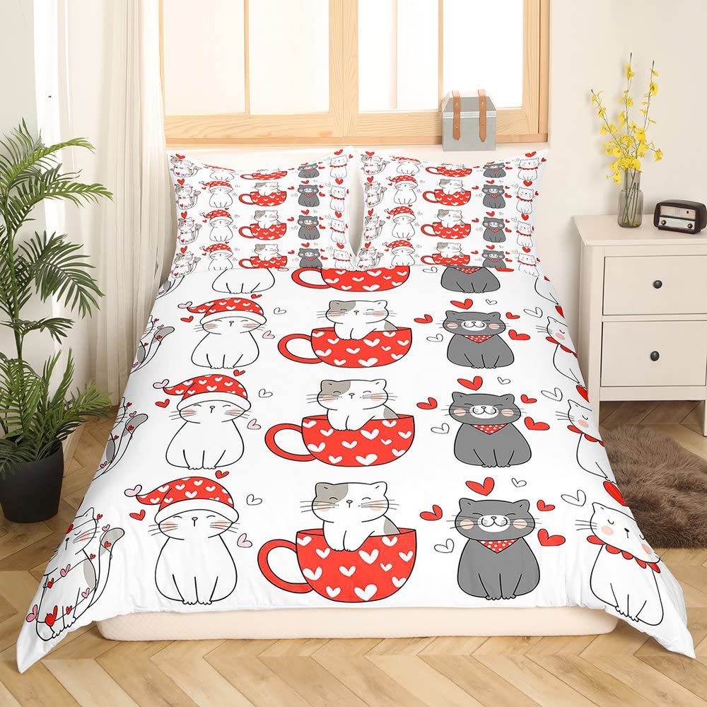 Maneki Duvet Cover SetJapanese Lucky Cat Duvet Cover Neko Gold Coin Japanese Style Cute Bedding Set Cat Comforter Cover 2/3pcs