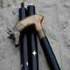 Designer Antique Brass Animal Head Handle Walking Cane Stick