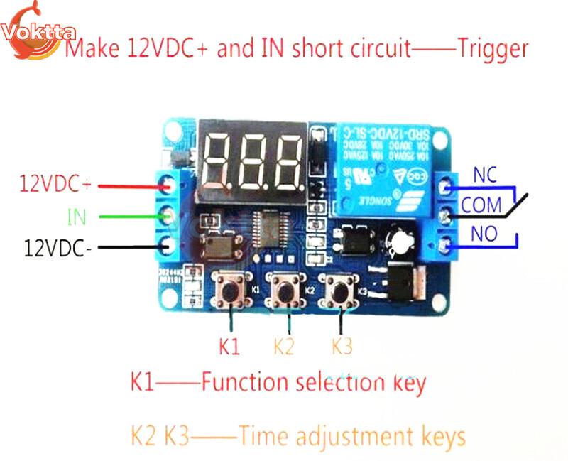 12V 24V Time Delay Relay LED Trigger Cycle Timer Delay Switch 3 Buttons Circuit Board Timing Control Module with Buzzer