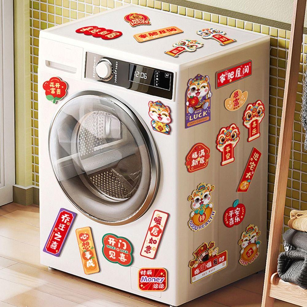 8Pcs/set Creative New Year Magnetic Sticker Traditional Chinese Cartoon Celebrating Blessing Refrigerator Festival Soft