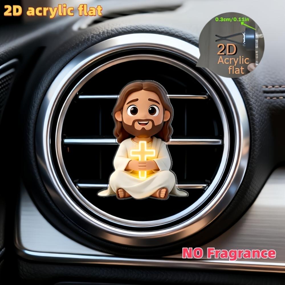 2D flat prayer car vent clip decorative diffuser (fragrance not included), car interior decoration, aromatherapy clip, ideal for holiday gifts