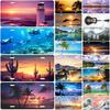 Sunset License Plates for Wall Art Decoration Metal Tin Signs Vintage Tags Metal Automotive Signs For Cafe Bar Club Garage Pubs
