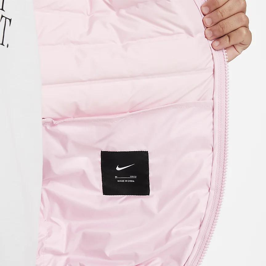 Nike Пуховик Swoosh Color Block Stand воротник молния Повседневные детские куртки Розовый FV2518-690