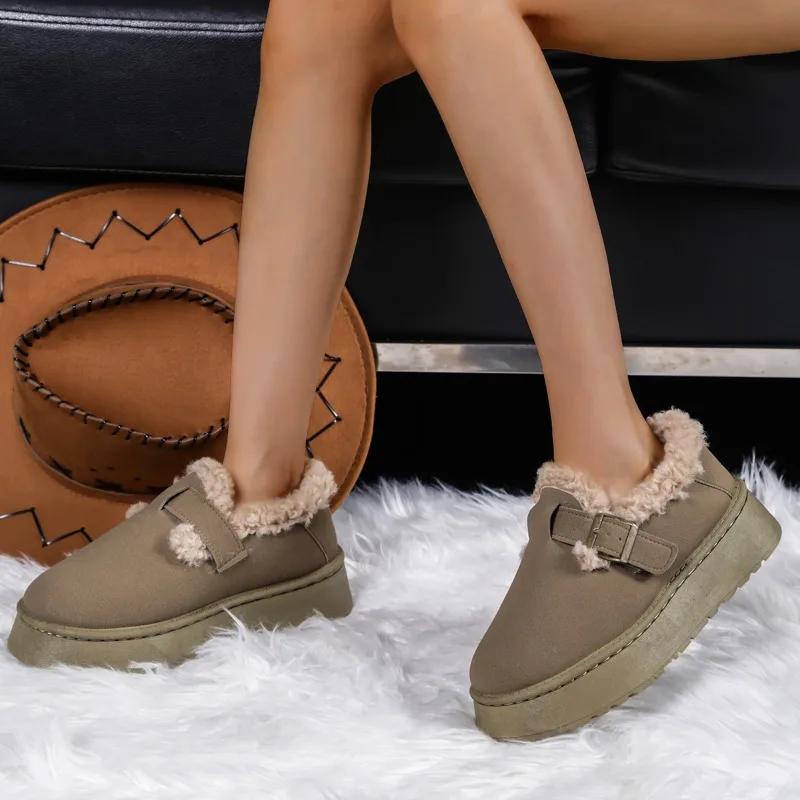 Мода 2024 года. Новые женские зимние ботинки на толстой подошве. Зимние ботильоны. Удобные плюшевые теплые повседневные модные женские ботинки.