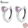 Женские серьги-гвоздики BAMOER из стерлингового серебра 925 пробы с розовыми фианитами в форме сердца, элегантные ювелирные изделия