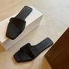 Genuine Leather Niche Irregular Upper Design Flat Bottom Small Square Head One Word Cool Slippers Women's Wear 2025 Summer New