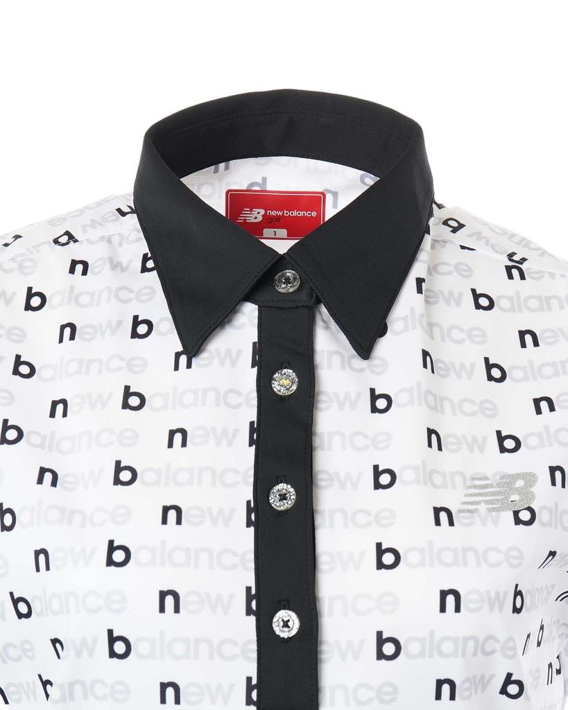 Футболка-поло с коротким рукавом для гольфа 2 [New Balance] женская (Эластичный/Принт с окантовкой) / 012-5168501 032_Белый [L]