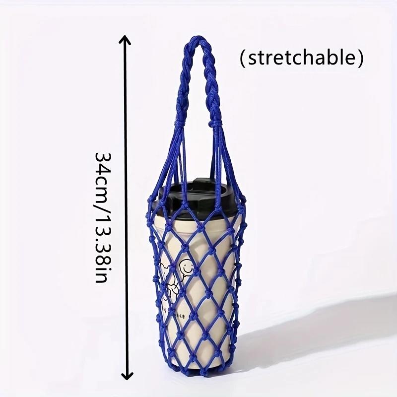 1pc Handmade Mesh Bag Reusable Beverage Holder Coffee Cup Holder Portable Drink Carrier Decorative Mesh Bag