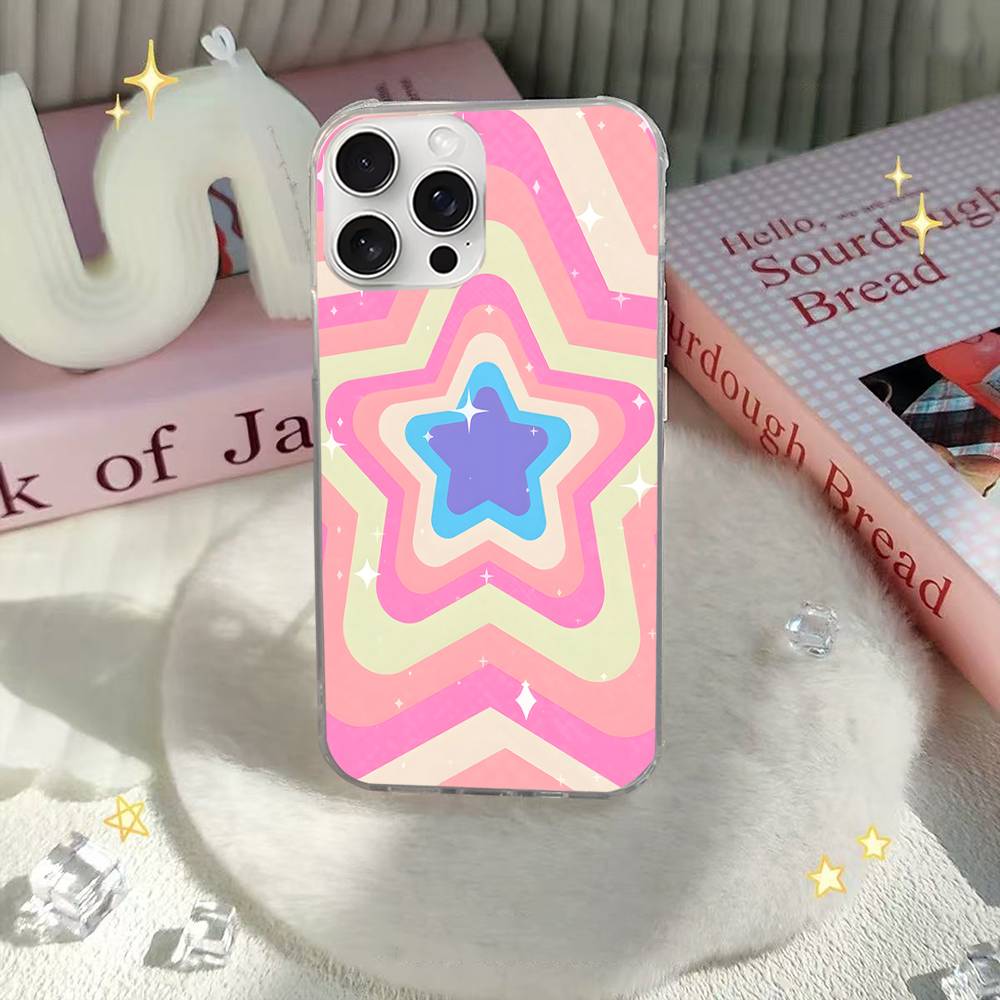 Мультяшная звезда Для IPhone 17 16 15 14 Plus 13 12 11 Pro Max Чехол для телефона Задняя сторона Сатиновая Цветная поверхность