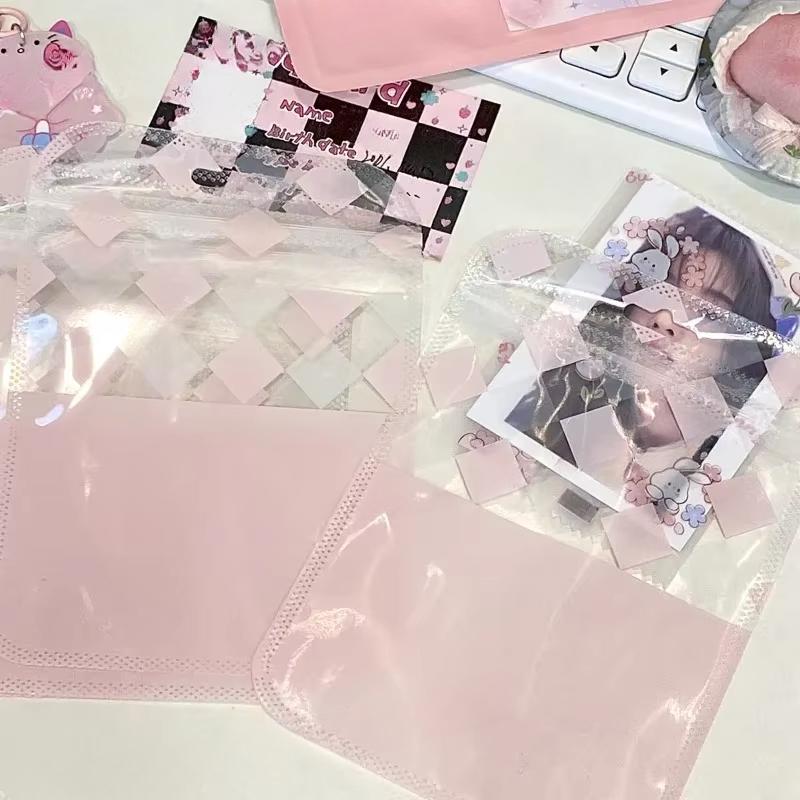 10 шт. симпатичный розовый сетчатый прозрачный пакет с застежкой-молнией Kpop Star 3 дюйма фотокарточка упаковочный материал кавайный конфетный цвет подарочный пакет