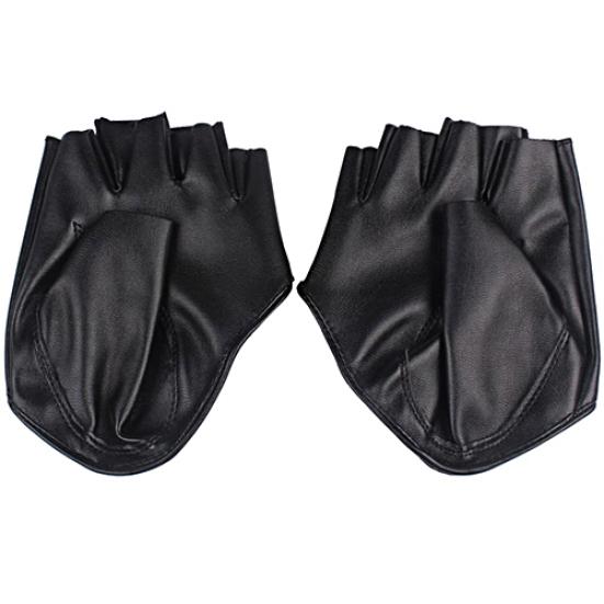 Lady Fashion Faux Leather Half Finger Gloves Driving Pole Dancing Show Gloves