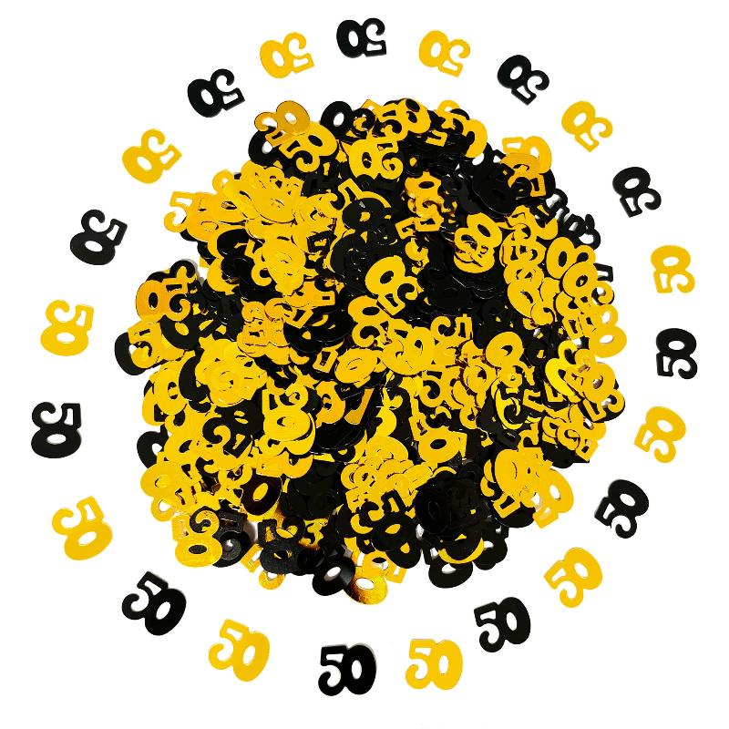 15 г/пакет Цифровое золото Черное конфетти Блестки Число 18/21/30/60/70 Бумажные обрывки Вечеринка по случаю дня рождения Юбилей Свадебное украшение